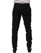 Dolce & Gabbana Black Linen Skinny Leg Dress Trouser Pants