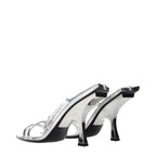 The Attico Gray Leather Stiletto Heel Sandals