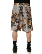 Dolce & Gabbana Beige Floral Print Silk Men Bermuda Shorts