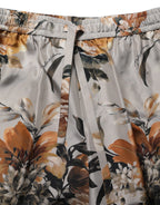 Dolce & Gabbana Beige Floral Print Silk Men Bermuda Shorts