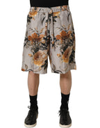 Dolce & Gabbana Beige Floral Print Silk Men Bermuda Shorts