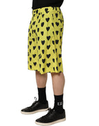 Dolce & Gabbana Yellow Cotton Heart Print Men Bermuda Shorts