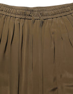 Dolce & Gabbana Brown Silk Mid Waist Pleated Bermuda Shorts
