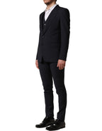 Dolce & Gabbana Black Wool Slim Fit Formal 3 Piece Men Suit