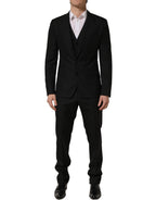 Dolce & Gabbana Black Stripes Slim Fit Formal 3 Piece Suit