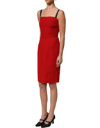 Dolce & Gabbana Red Stretch Bodycon Sheath Knee Length Dress
