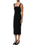 Dolce & Gabbana Black Viscose Stretch Sheath Midi Dress