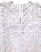Dolce & Gabbana White Cotton Floral Lace Long Gown Dress