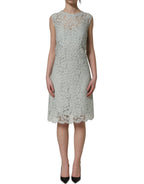 Dolce & Gabbana Mint Green Lace Sleeveless Knee Length Dress
