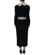 Dolce & Gabbana Black Lace Detailing Long Sleeves Midi Dress