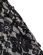 Dolce & Gabbana Black White Floral Lace Sleeveless Midi Dress