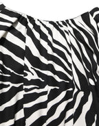 Dolce & Gabbana Black White Zebra Ruched Silk Mini Dress