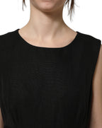 Dolce & Gabbana Black Floral Lace Sleeveless Shift Dress