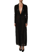 Dolce & Gabbana Black Silk Sheer Chiffon Long Maxi Dress