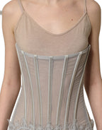 Dolce & Gabbana Gray Lace Corset Style Bodice Maxi Dress