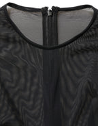 Dolce & Gabbana Black Long Sleeve Sheer Fitted Maxi Dress