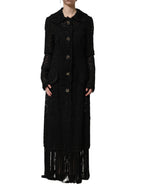 Dolce & Gabbana Black Embellished Guipure Lace Coat Jacket