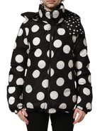 Dolce & Gabbana Black White Polka Dot Hooded Blouson Jacket