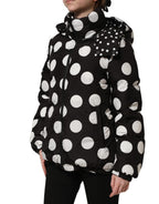Dolce & Gabbana Black White Polka Dot Hooded Blouson Jacket