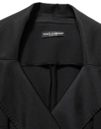 Dolce & Gabbana Black Nylon Double Breasted Coat Jacket