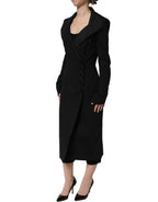 Dolce & Gabbana Black Nylon Double Breasted Coat Jacket