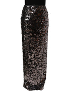 Dolce & Gabbana Brown Sequinned Embellished PencilCut Skirt
