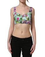 Dolce & Gabbana Multicolor Floral Cropped Bustier Tank Top