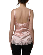 Dolce & Gabbana Light Pink Floral Lace Lingerie Underwear Top