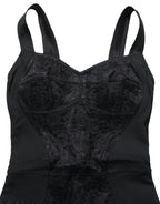 Dolce & Gabbana Black Floral Lace Corset Bodycon Bodysuit