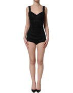 Dolce & Gabbana Black Floral Lace Corset Bodycon Bodysuit