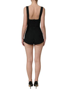 Dolce & Gabbana Black Floral Lace Corset Bodycon Bodysuit