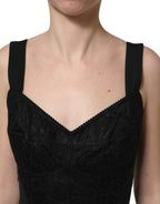 Dolce & Gabbana Black Floral Lace Corset Bodycon Bodysuit