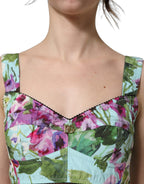 Dolce & Gabbana Multicolor Floral Cropped Bustier Tank Top