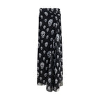 Alexander McQueen Black Silk Long Skirt
