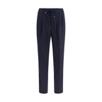 Brunello Cucinelli Blue Wool Oves Aries Casual Pants