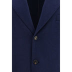 Brunello Cucinelli Blue Cashmere Full-Length Jacket