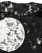 Dolce & Gabbana Black White Floral Lace Short Sleeve Blouse Top