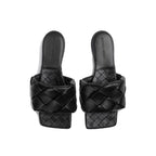 Bottega Veneta Black Lamb Leather Flat Sandals