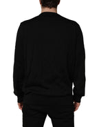 Dolce & Gabbana Black Graphic Logo Crew Neck Wool Pullover Sweater