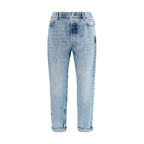 Brunello Cucinelli Blue Cotton Straight-Leg Jeans