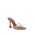 Amina Muaddi Beige Calf Leather Bos Taurus Platform Sandals