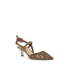 Fendi Brown Polyamide Mid Heel Pumps