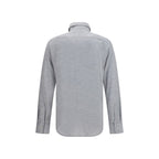 Brunello Cucinelli Blue Silk Dress Shirt