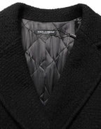 Dolce & Gabbana Black Double Breasted Men Trench Coat Jacket