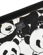 Dolce & Gabbana Black White Panda Print Nylon Clutch Men Pouch Borse Bag