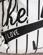Dolce & Gabbana Black White Striped Polyester Drawstring Backpack Men Bag