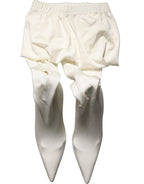 Dolce & Gabbana White High Heels Pumps Jersey Tights Shoes