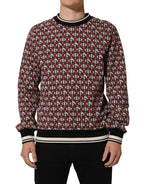 Dolce & Gabbana Red Logo Cotton Jacquard Sweatshirt Sweater