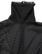 Dolce & Gabbana Black Sheer Mesh Jumpsuit Turtleneck Dress