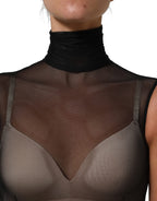 Dolce & Gabbana Black Sheer Mesh Jumpsuit Turtleneck Dress